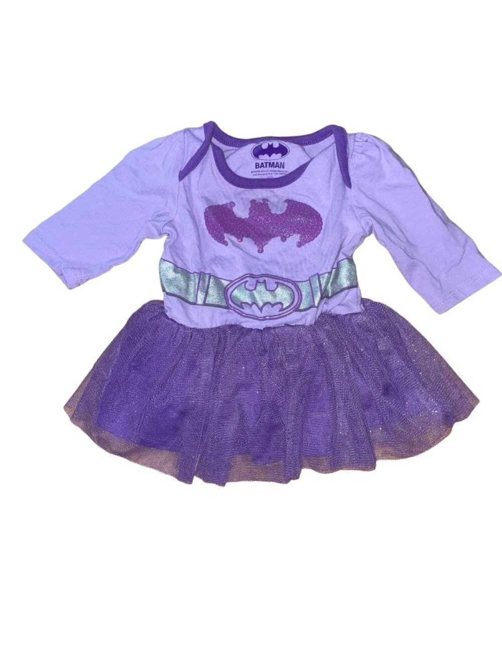 Baby Girls Batman Tutu Dress 0/3M Purple & Silver